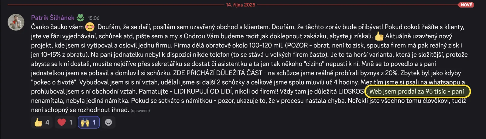Zpráva Patrika: web prodaný za 95 tisíc firmě s obratem přes 100 milionů