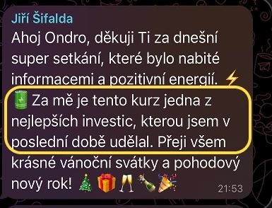 Zpráva Jiřího Šifaldy: jedna z nejlepších investic, kterou jsem v poslední době udělal