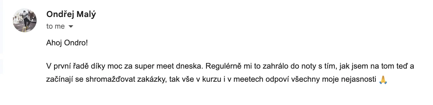 E-mail Ondřeje Malého: začínají se shromažďovat zakázky