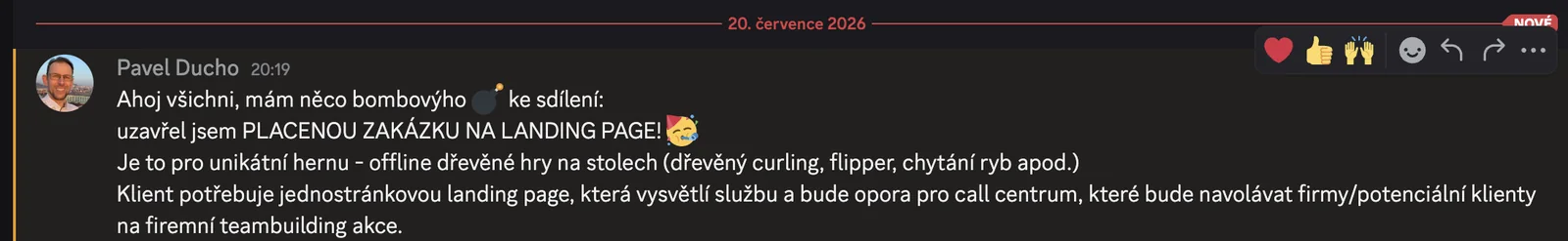 Zpráva Pavla Ducha: uzavřel jsem placenou zakázku na landing page
