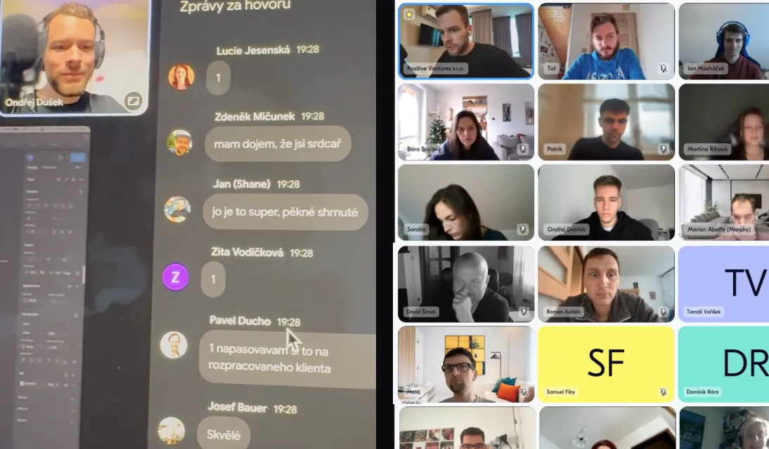 Živý online rozbor s Ondřejem, zprávy účastníků a jejich kamery