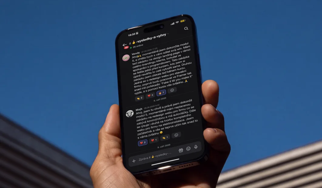 Discord komunity Webdesign Hero na telefonu